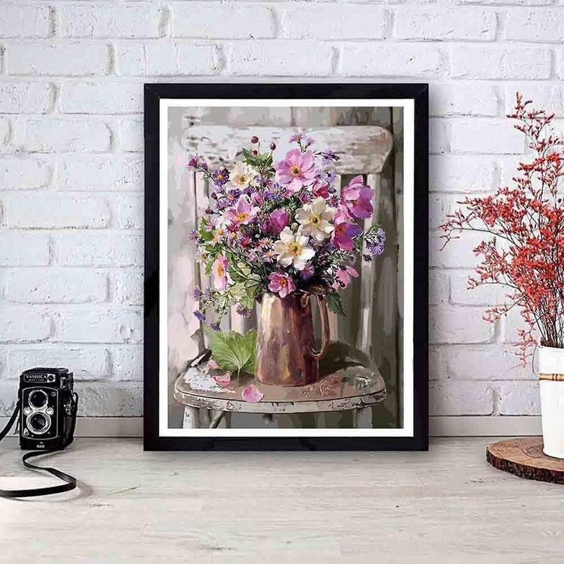 Tiwabb Stamped Cross Stitch Kits - Flower Chair Embroidery Kits for Beginners Adults,11 CT Patterns Dimensions Counted Cross Stitch Kits Arts Craft Kits Frameless12x16inch - Image 2